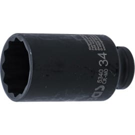 Douille à Choc Longue 12,5 mm (1/2 ) - 34 mm, Douze Pans - Puissance et Précision - BGS