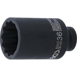 Douille à Choc Longue 12,5 mm (1/2 ) 36 mm - Douze Pans - Puissance et Précision - BGS