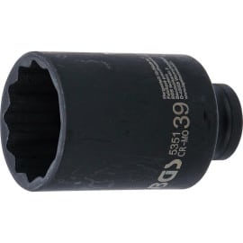 Douille à Choc Longue 12,5 mm (1/2 ) - 39 mm, Douze Pans - Robuste et Précise - BGS