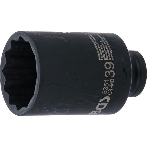 Douille à Choc Longue 12,5 mm (1/2 ) - 39 mm, Douze Pans - Robuste et Précise - BGS