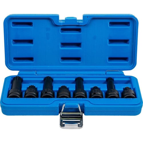 Jeu de Douilles à Embouts à Choc 1/2 - Denture Multiple Intérieure XZN M12-M18 - 8 pcs, Résistantes et Pratiques - D-Work