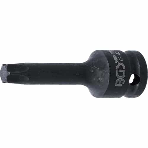 Douille à Embouts à Choc 75 mm - 12,5 mm (1/2), Profil Torx T55 - Résistante et Précise, Acier - D-Work