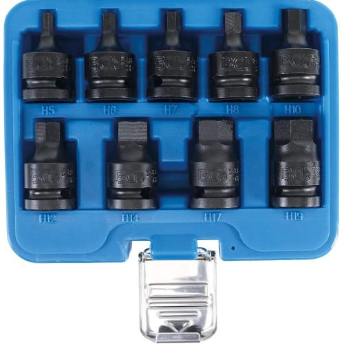 Jeu de Douilles à Embouts à Choc 1/2 - Six Pans Intérieurs 5-19 mm - 9 Pièces - Résistantes et Pratiques - BGS