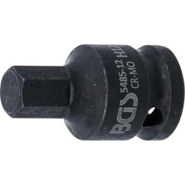 Douille à Embouts à Choc 42 mm - 12,5 mm (1/2 ), Six Pans Intérieurs 12 mm - - Résistante et Précise - BGS