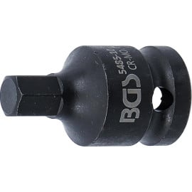 Douille à Embouts à Choc 42 mm - 12,5 mm (1/2 ), Six Pans Intérieurs 10 mm - - Résistante et Précise - BGS