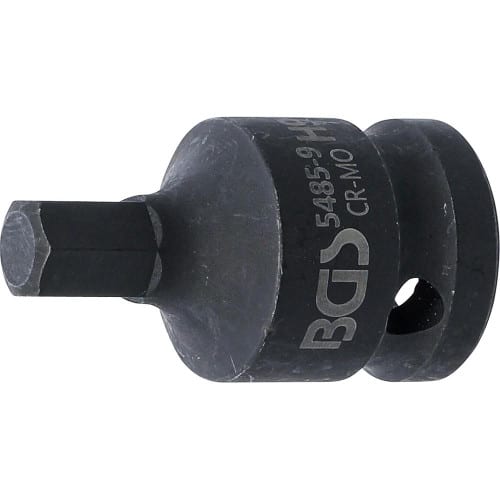 Douille à Embouts à Choc 42 mm - 12,5 mm (1/2 ), Six Pans Intérieurs 9 mm - Résistante et Précise - BGS