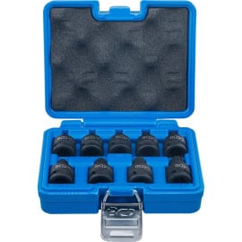 Douille à Embouts à Choc 12,5 mm (1/2) - Denture Multiple Intérieure XZN M4-M16 - 9 pcs, Résistante et Polyvalente - D-Work