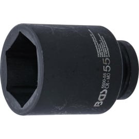 Douille à Choc Six Pans Longue 25 mm (1 ) - 55 mm - Acier Résistant - Usage Professionnel - BGS