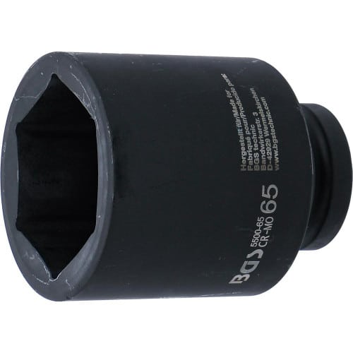 Douille à Choc Six Pans Longue 25 mm (1) - 65 mm - Acier Résistant - Usage Professionnel - D-Work