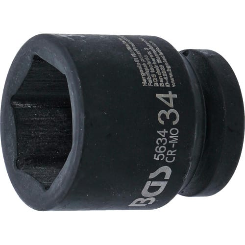 Douille à Choc Six Pans 20 mm (3/4 ) - 34 mm Longueur - Acier Résistant - Usage Professionnel - BGS