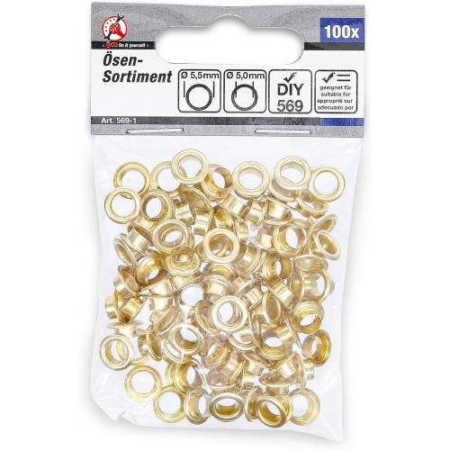 Assortiment d'Oeillets 5,0 x 5,5 mm - 100 pcs - Résistants et Pratiques pour Fixations, Acier, Pro - D-Work