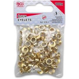 Assortiment d’Œillets 4,5 x 5 mm - 100 Pièces - Acier, Résistants et Pratiques - BGS