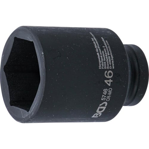 Douille à Choc Six Pans Longue 20 mm (3/4 ) - 46 mm - Acier Résistant - Usage Professionnel - BGS