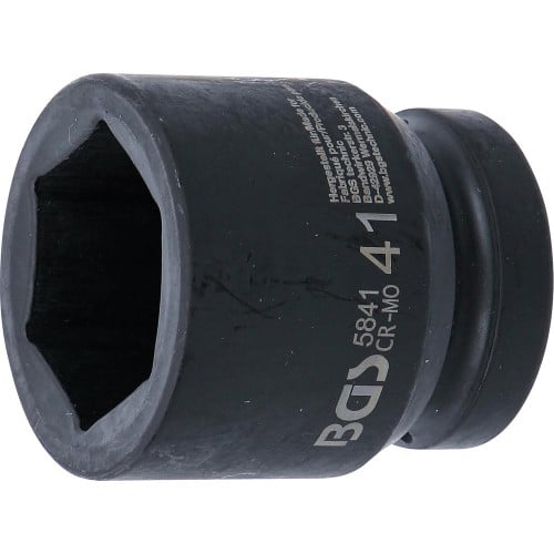 Douille à Choc Six Pans 25 mm (1 ) - 41 mm - Acier Résistant - Usage Professionnel - BGS