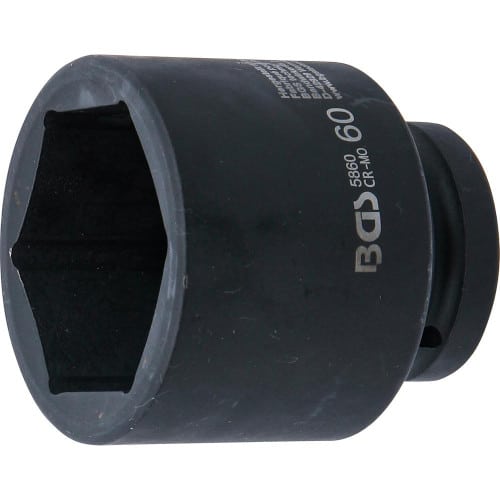 Douille à Choc Six Pans 25 mm (1 ) 60 mm - Acier Résistant - Usage Professionnel et Durable - BGS