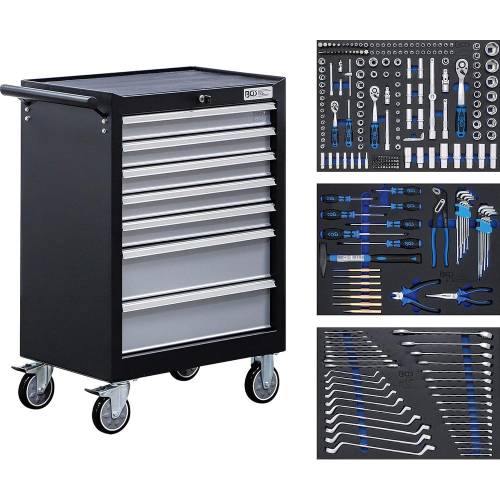 Servante d Atelier 7 Tiroirs - 263 Outils Complets - Rangement Robuste et Mobile - BGS