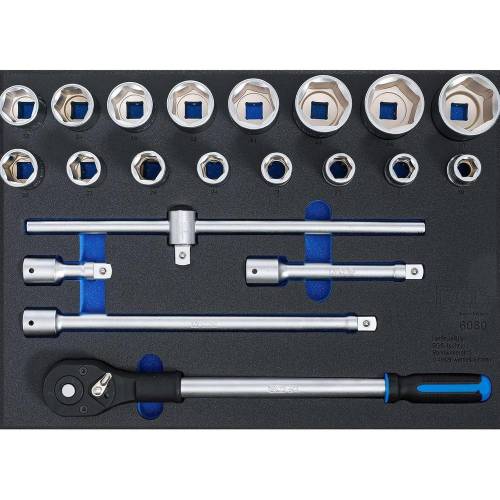 Insert de Servante d'Atelier 3/3 - Jeu de 21 Douilles 20 mm (3/4) - Organisation et Accessibilité Optimale - D-Work