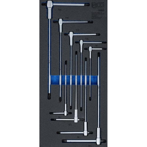 Jeu de 9 Tournevis à Poignée en T Coulissante - Profil Torx T10 à T50 - Insert Servante d'Atelier - Précision - D-Work