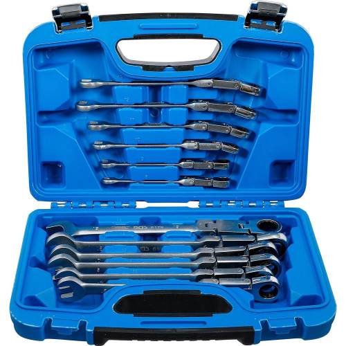 Jeu de Clés Mixtes à Cliquet Pliable 8-19 mm - 12 pcs - Double Articulation, Précision et Confort d Utilisation - D-Work