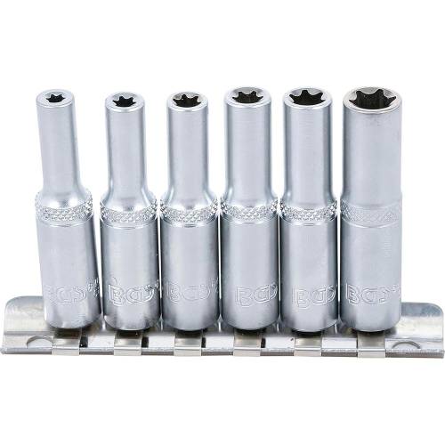 Jeu de Douilles Profil E Longues 6,3 mm (1/4) E4 - E10 - 6 pcs - Précision et Durabilité, Acier - D-Work