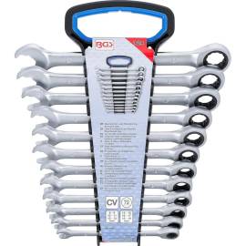 Jeu de Clés Combinées à Cliquet 8-19 mm - 12 pcs - Acier Résistant - Travail Efficace et Précis - D-Work