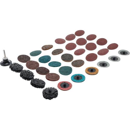 Jeu de Disques Abrasifs D.50 mm - 35 pcs - Polyvalent et Pratique pour Ponçage, Plastique - D-Work