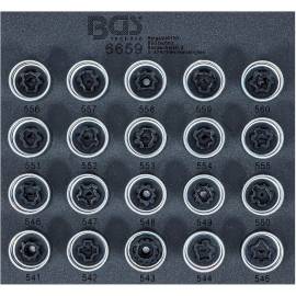 Insert de Servante d Atelier 1/6 - Jeu 20 pcs Outils Écrous Antivol VAG - Précision et Sécurité - D-Work