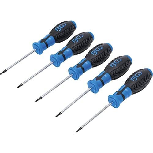 Jeu de 5 Tournevis Profil T Torx T6-T10 - Acier, Perçage - Précision et Maniabilité, Zones Difficiles - D-Work