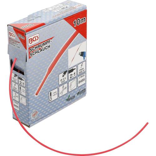 Boîte de Gaines Thermorétractables 10 m Ø 2,5 mm - Rouge, Protection et Isolation Électrique - BGS