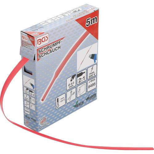 Boîte de Gaines Thermorétractables 5 m Ø8 mm - Rouge, Protection et Isolation Électrique - BGS