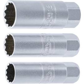 Jeu de Douilles pour Bougies d’Allumage 3 pcs - 14, 16, 18 mm, Transmission Carré 10 mm - Précision et Durabilité - BGS