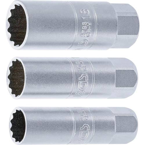 Jeu de Douilles pour Bougies d’Allumage 3 pcs - 14, 16, 18 mm, Transmission Carré 10 mm - Précision et Durabilité - BGS