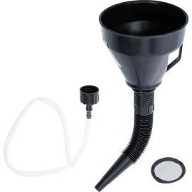 Jeu d’Entonnoirs de Remplissage d’Huile 3 pièces Ø135 mm - Buse et Tuyau Flexibles - Pratique et Polyvalent - BGS
