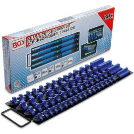 Jeu de Rails pour Douilles avec 80 Clips - Pour Douilles 6,3 mm, 10 mm, 12,5 mm - Organisation et Accessibilité - D-Work