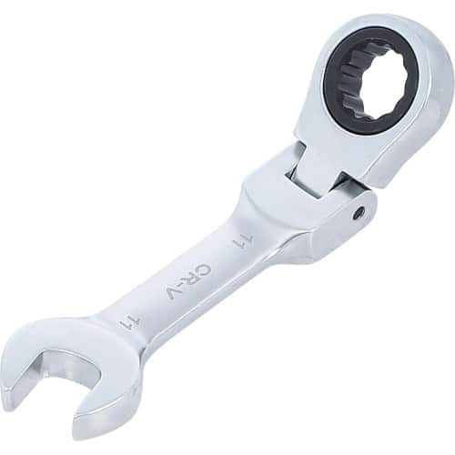 Clé Mixte à Cliquet Courte 11 mm - Acier, Ergonomique et Pratique - Zones Difficiles - D-Work