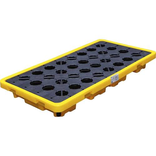 Bac de Collecte d'Huile avec Grille - Pour 2 Fûts de 200 L - Résistant et Pratique, Acier - D-Work