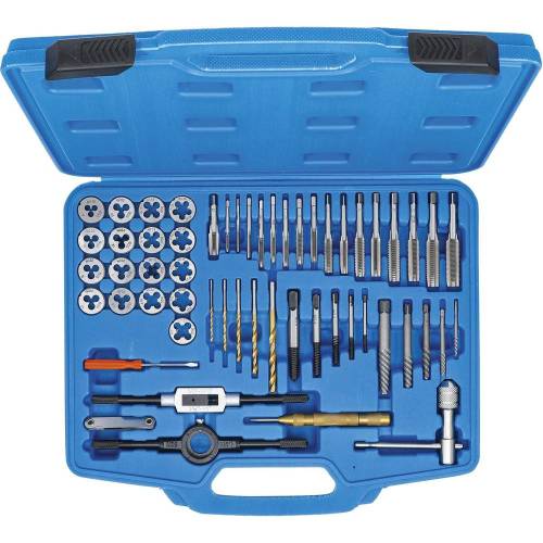Jeu de Tarauds en Pouces 56 pcs 1/4 - 1/2 - Acier, Usage Professionnel - D-Work