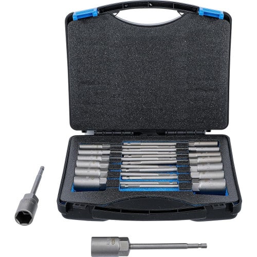 Jeu de Douilles à Choc Six Pans Extra Longues 6,3 mm (1/4) - 15 pcs 5,5-19 mm - Pour Perceuses, Résistantes et Pratiqu - D-Work