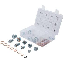 Assortiment de Réparation de Bouchons de Vidange d'Huile 63 pcs - Kit Complet en Acier - Réparation Facile et Durable - D-Work