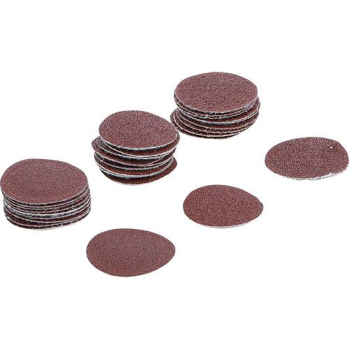 Jeu de Feuilles Abrasives pour Ponçeuse Excentrée Ø30 mm - Cal. 60, 80, 120 - 30 Pièces - Ponçage Précis et Efficace - BGS