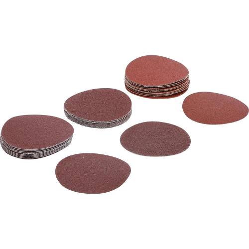 Jeu de Feuilles Abrasives pour Ponçeuse Excentrée - Ø75 mm, Cal. 60-80-120 - 30 Pièces - Ponçage Efficace et Polyvalent - BGS