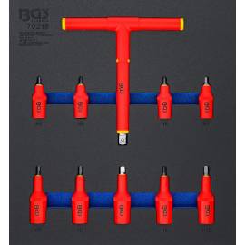 Insert de Servante d’Atelier 2/3 - Jeu de 10 Douilles à Embouts VDE 4-10 mm - 3/8 et 1/2 - Sécurité et Polyvalence - BGS