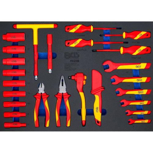 Insert de Servante d'Atelier 3/3 - Jeu de 26 Douilles VDE 10 mm (3/8) - Isolation Sécurisée et Précision - D-Work