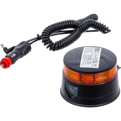 Lampe de Signalisation Panoramique Jaune Ø130 mm - Batterie 12V/24V, Aimantée - Visibilité et Sécurité Accrues - BGS