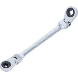 Double Clé Annulaire à Cliquet Pliable E10 x E12 - Têtes Polygonales Profil E - Précision et Maniabilité - BGS