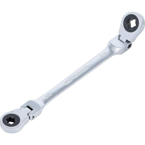 Double Clé Annulaire à Cliquet Pliable E10 x E12 - Têtes Polygonales Profil E - Précision et Maniabilité - D-Work