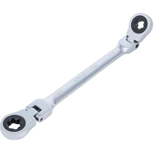 Double Clé Annulaire à Cliquet Pliable E14 x E18 - Têtes Polygonales Profil E - Précision et Maniabilité - BGS