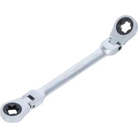 Double Clé Annulaire à Cliquet Pliable E20 x E24 - Têtes Polygonales Profil E - Pratique et Polyvalente - BGS