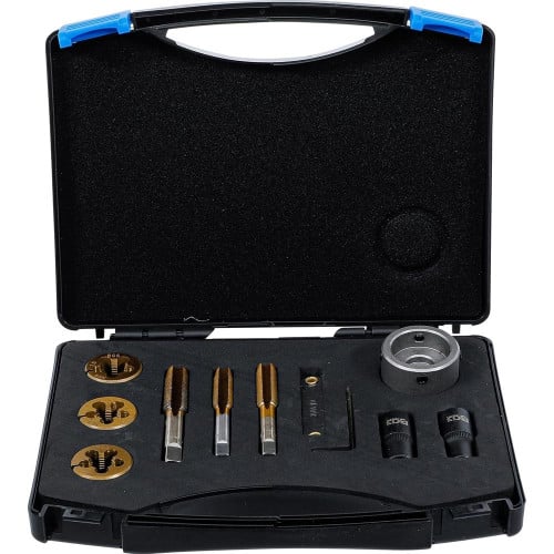 Jeu de Forets et Filières pour Écrous et Boulons de Roues - 12 Pièces - Acier Durable - Réparation et Entretien Faciles - BGS