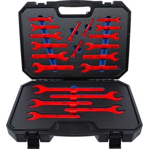 Jeu de Clés à Fourche VDE 6-32 mm - 20 pcs - Isolation Sécurisée et Précision Professionnelle, Acier - D-Work